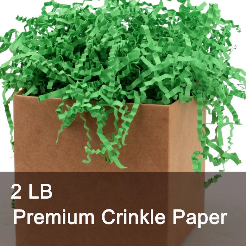 MARSROAM 2 LB Green Crinkle Paper Filler for Gift Basket Easter Egg Grass - Image 2